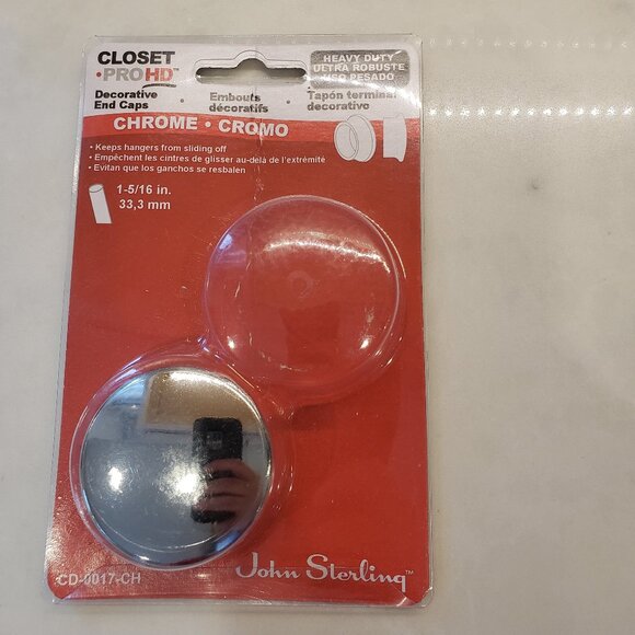 John Sterling CD-0017-CH Decorative Closet Pole End Caps, Chrome - Picture 1 of 4